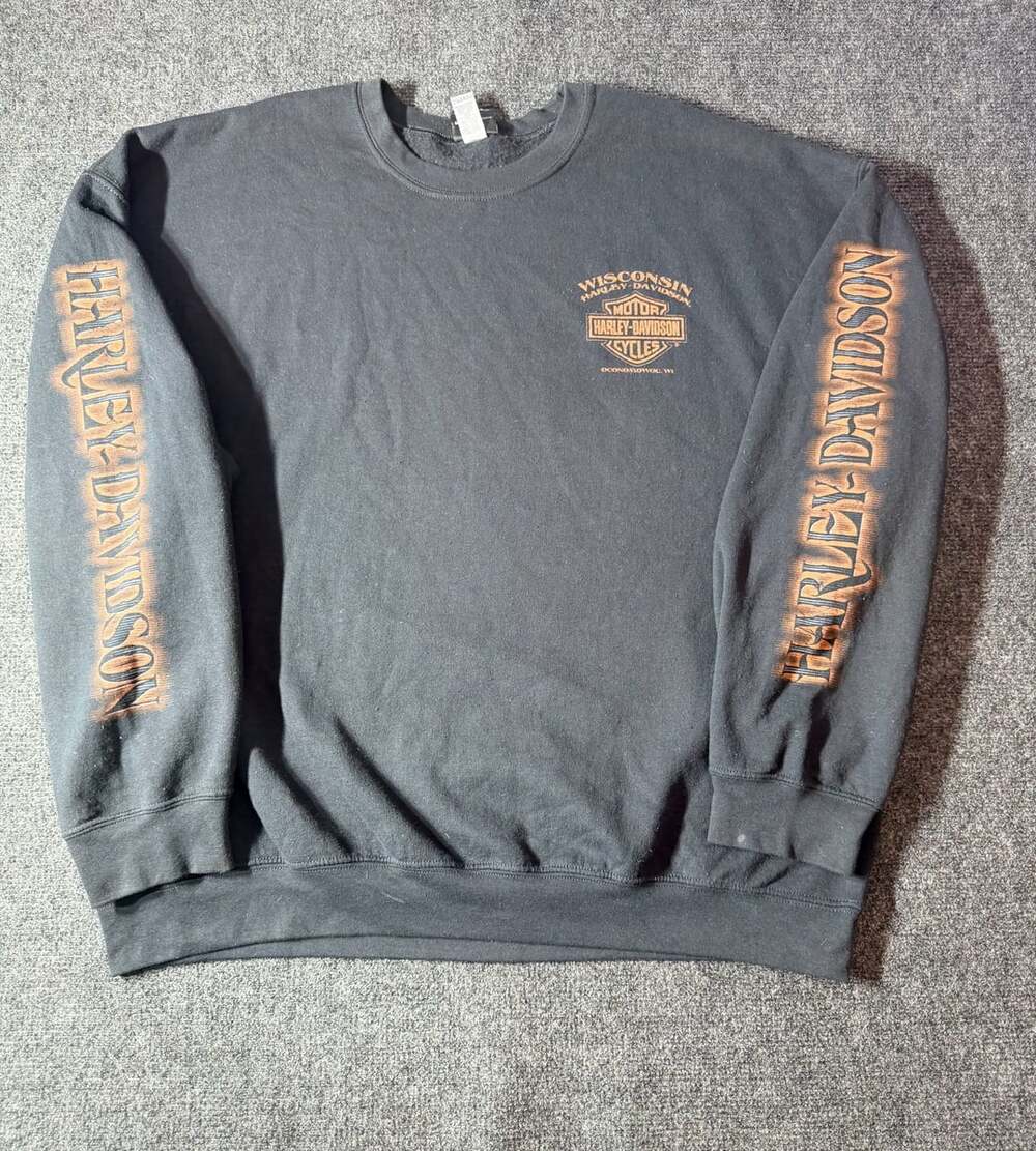 Harley-Davidson Wisconsin Oconomowoc Black Pullover Sweatshirt mens 2XL